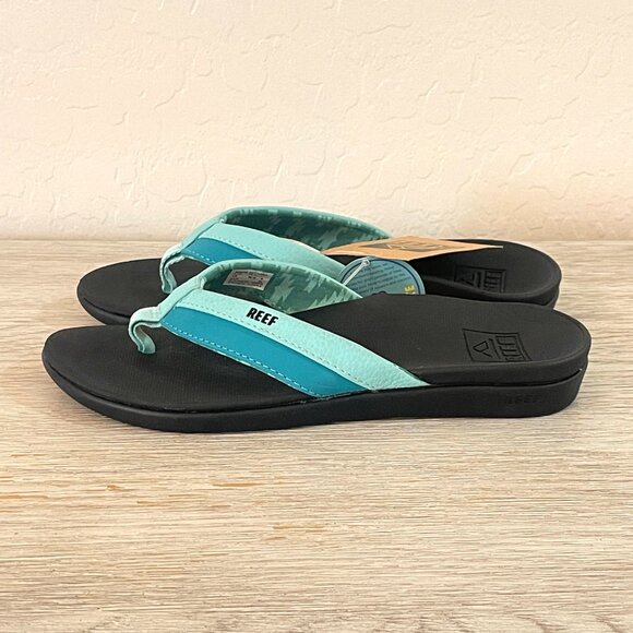 New Reef Sandals 6 Ortho Bounce Aqua Turquoise Blue Thong Flip Flops NWT - Picture 4 of 12